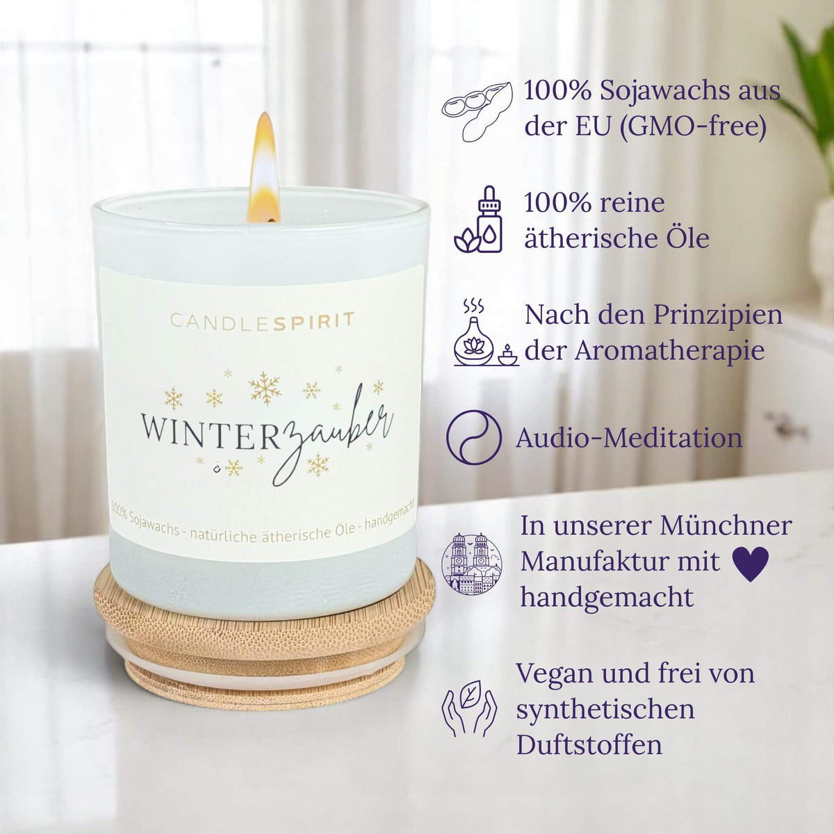 Audio-Duftkerze Duft WINTERZAUBER USPs