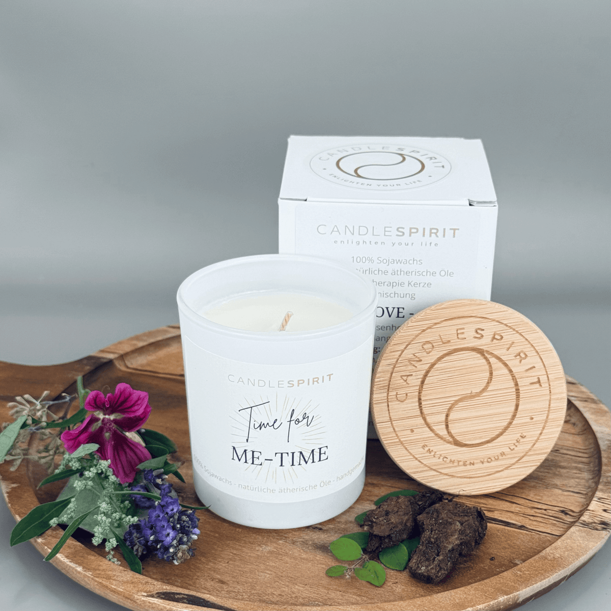 Audio-Duftkerze "Time for Me-Time" mit ätherischen Ölen & Audio-Meditation