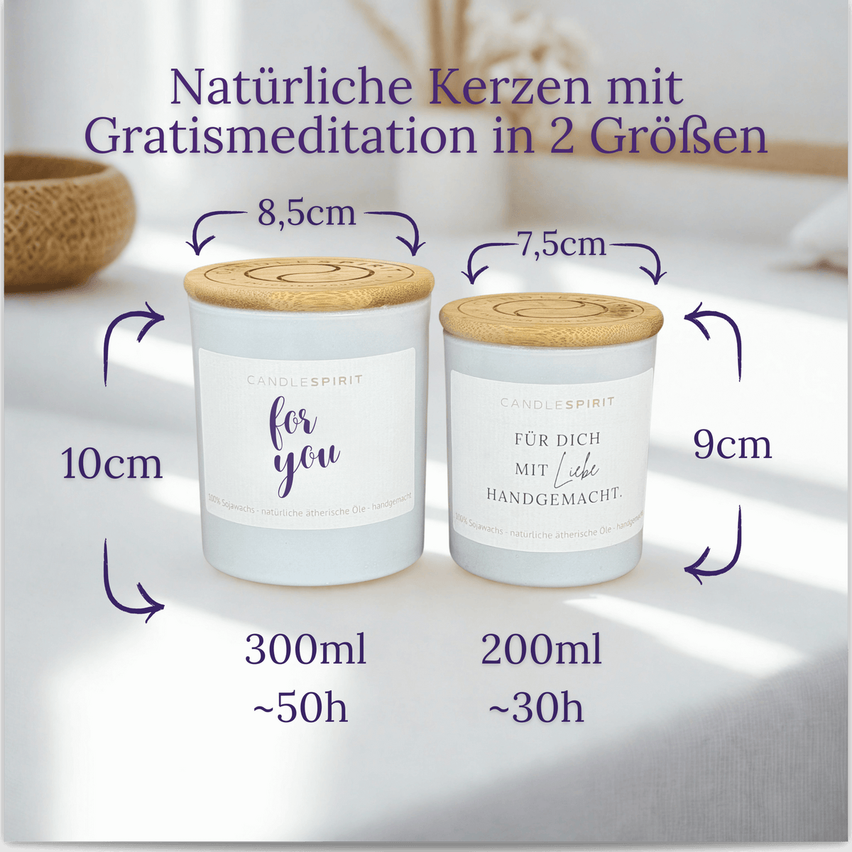 Duftkerze "for you" mit Düften für jedes Gefühl, reine Natur & Audio-Meditation
