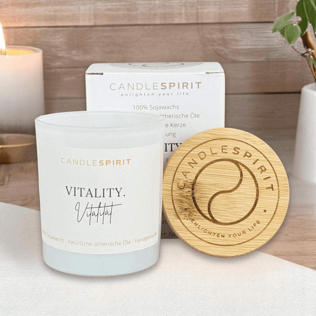 Duftkerze "VITALITY. Vitalität" mit natürlicher Pfefferminze, Eukalyptus & Audio Meditation