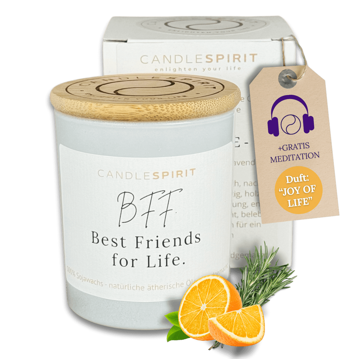 Duftkerze "BFF. Best Friends for Life" mit ätherischen Ölen & Audio-Meditation