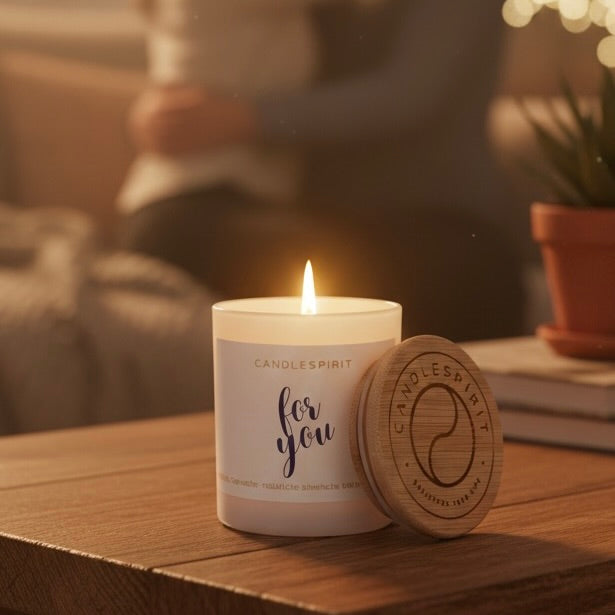 Duftkerze "for you" mit Düften für jedes Gefühl, reine Natur & Audio-Meditation