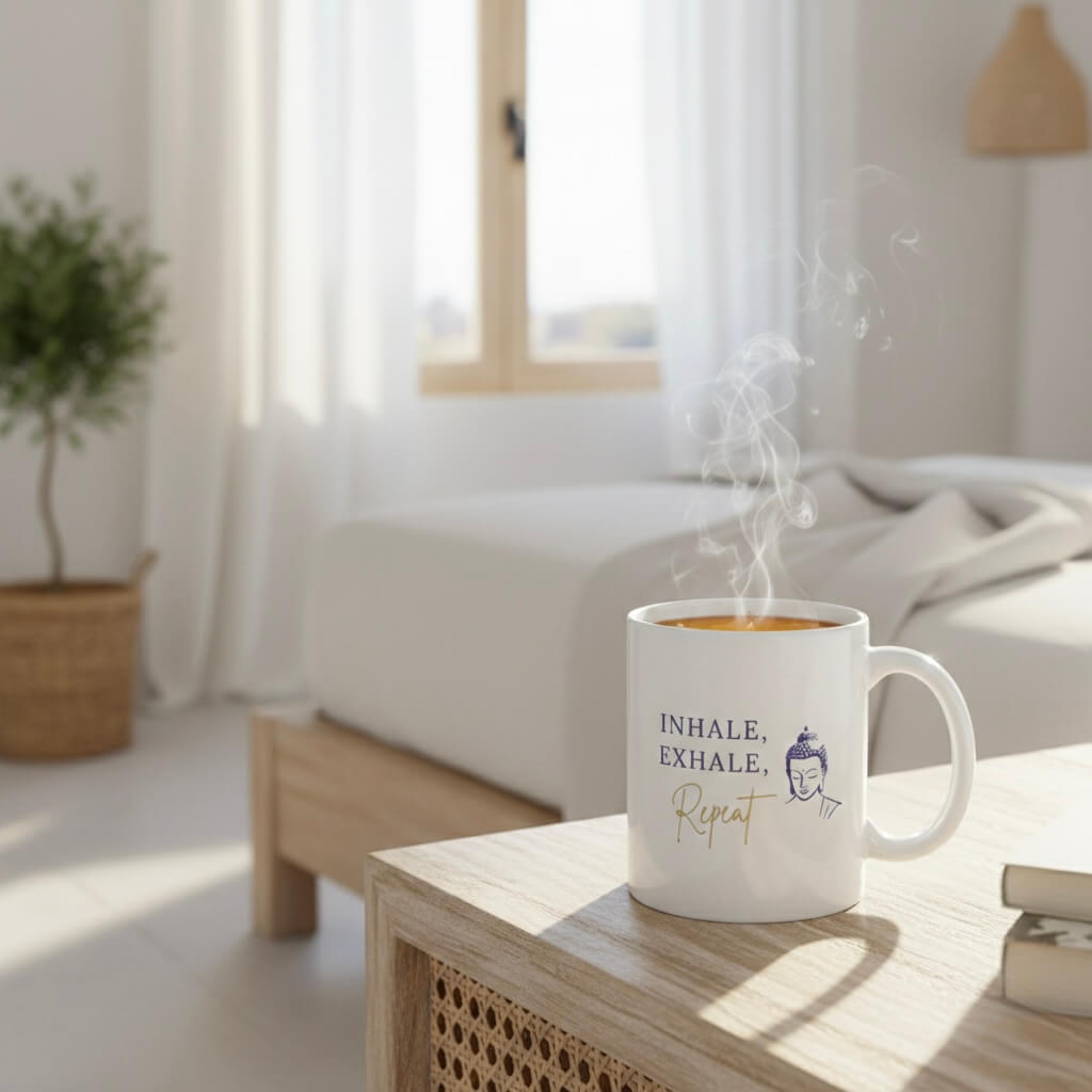 CANDLESPIRIT Tasse für dein Lieblingsgetränk "Inhale, Exhale - Repeat" Buddha | 325ml