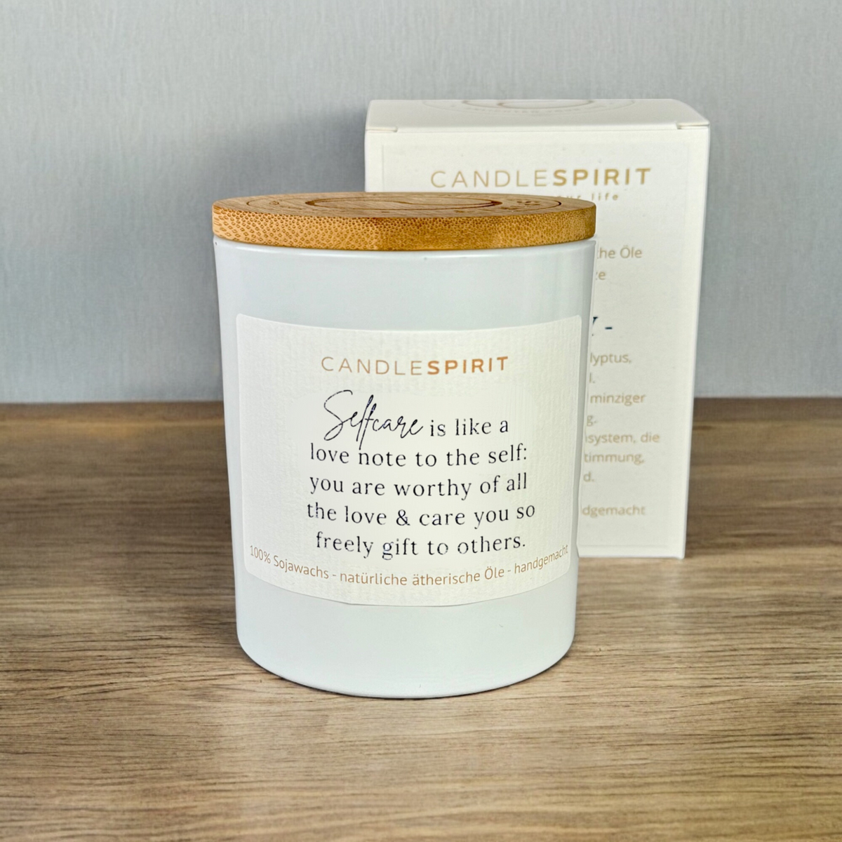 CANDLESPIRIT Duftkerze "Selfcare is like a love note to the self: you are worthy of all the love & care you so freely gift to others." mit ätherischen Ölen & Audio-Meditation Ansicht 2