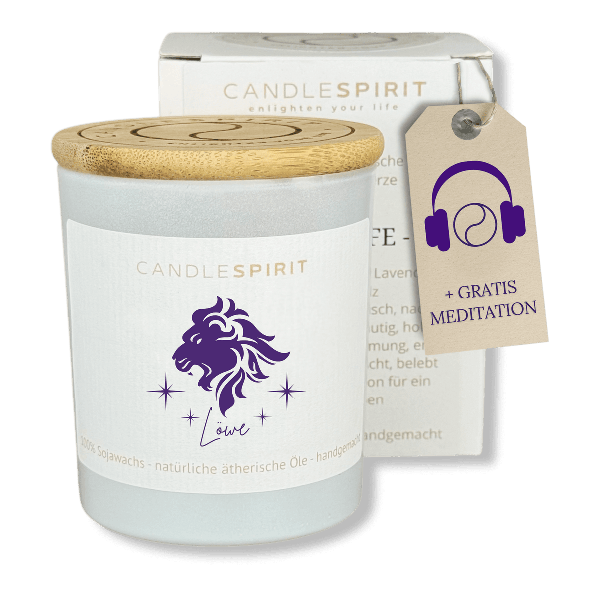 Sternzeichen "Löwe" |  Duftkerze mit ätherischen Ölen & Audio-Meditation