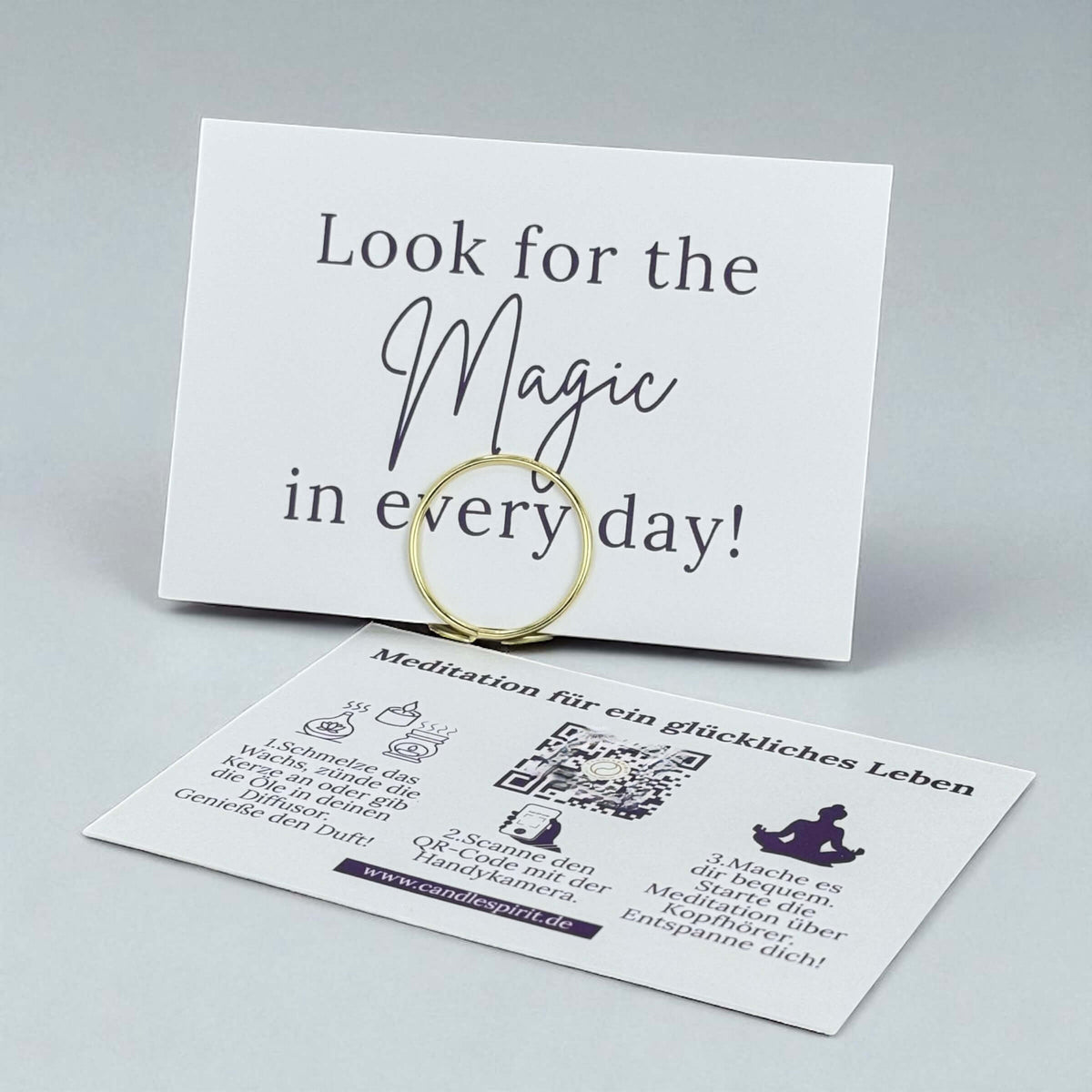 Soulkarte "Look for the Magic in every day!" inkl. Aufsteller & Audio-Meditation für Lebensfreude