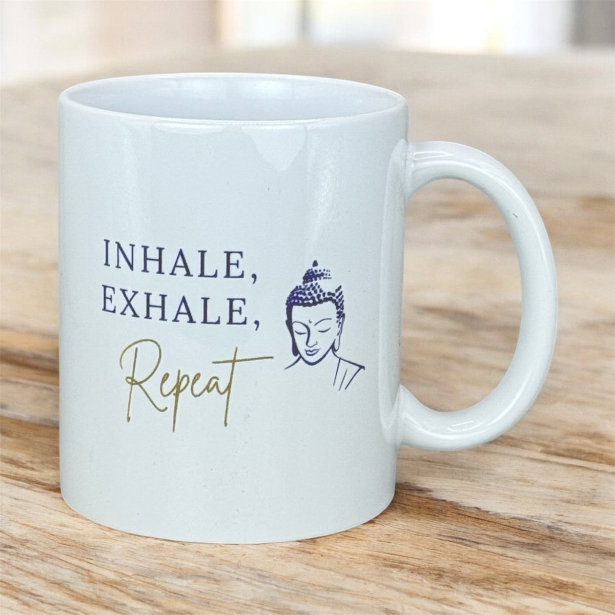CANDLESPIRIT Keramik Tasse für mehr Gelassenheit: "Inhale, Exhale - Repeat" Buddha | 325ml