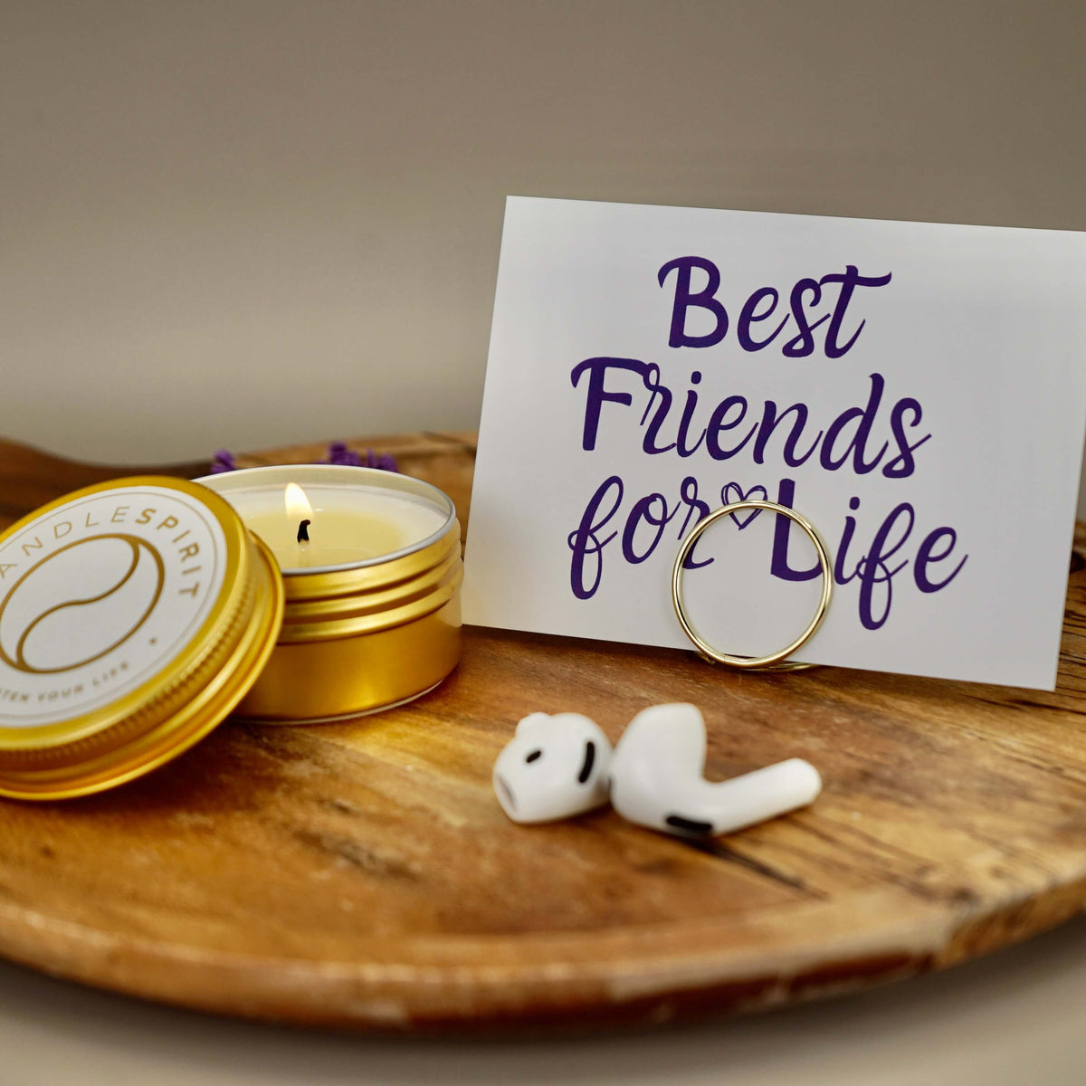 LOVE Geschenkeset – Duftkerze & Grusskarte „Best Friends for Life“ mit Meditation