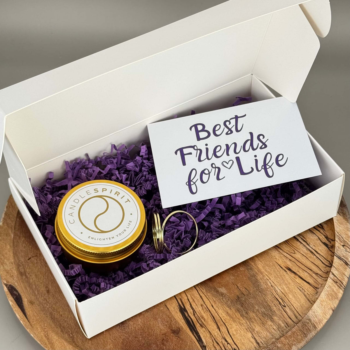 LOVE Geschenkeset – Duftkerze & Grusskarte „Best Friends for Life“ mit Meditation