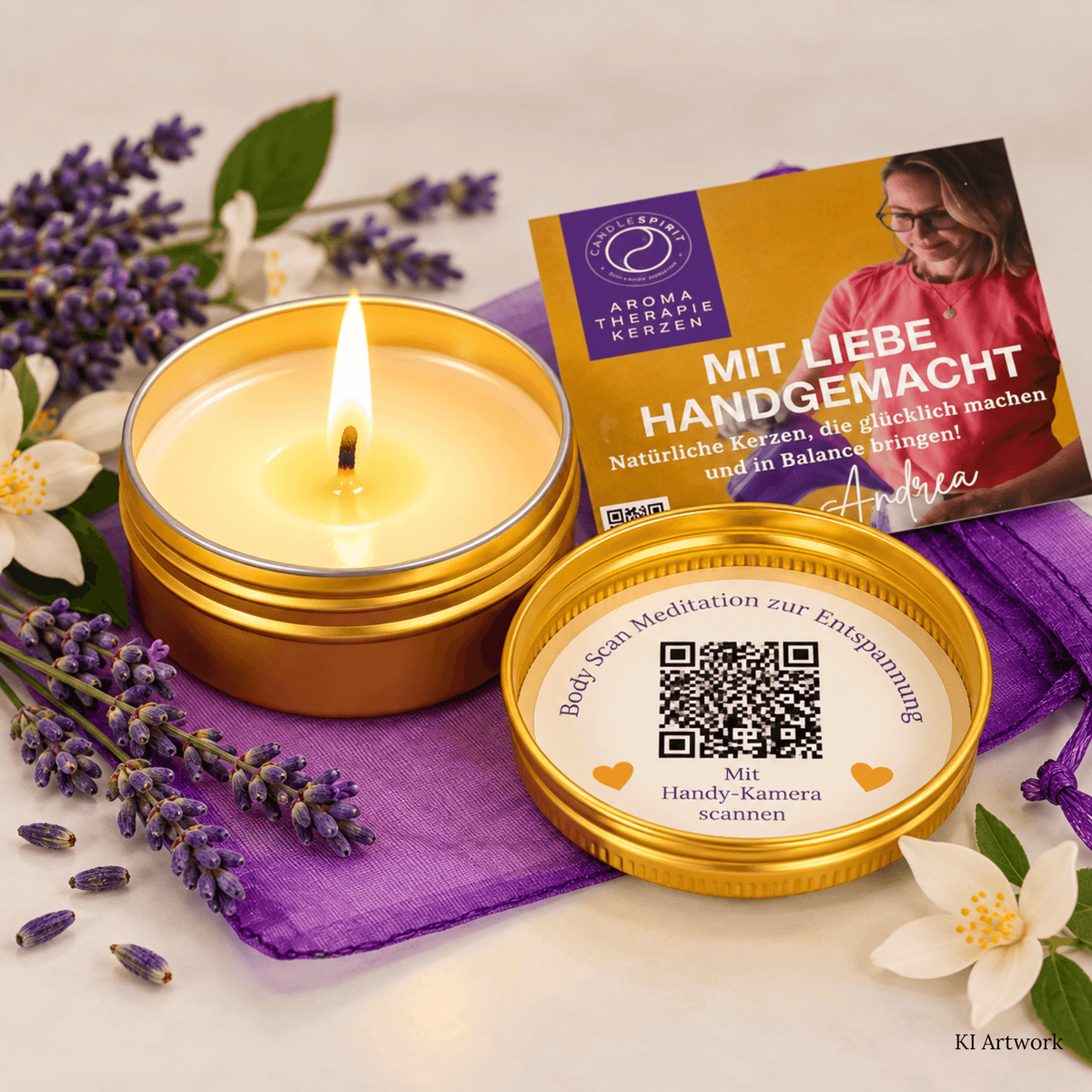 Audio-Duftkerze "RELAX" in Reisegröße riecht tropisch-floral mit ätherischen Ölen & Audio-Meditation | 50ml