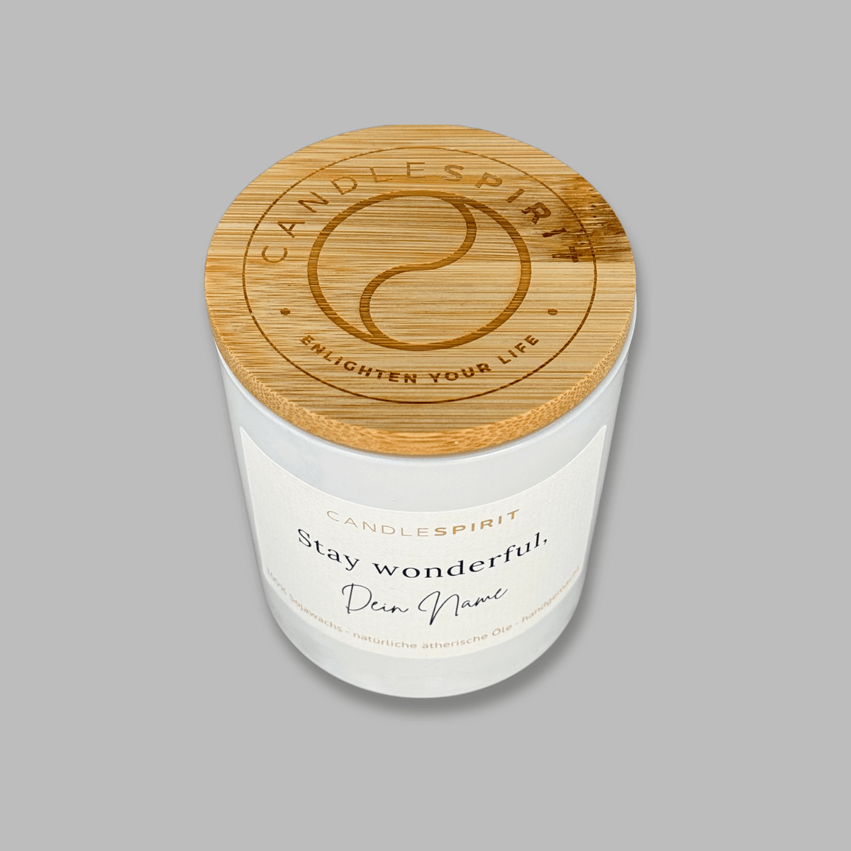 personalisierbare Duftkerze "Stay wonderful. [Name]" mit ätherischen Ölen & Audio-Meditation